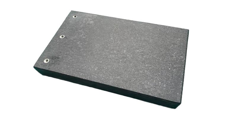Meas. and control plate 400 x 250 x 50 mm, 3 x M8 thread, DIN876/0, hard stone