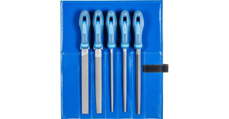 1041100104 Set of flat hand engineer's files with handle, 5 pieces, L=200mm, German cut 2