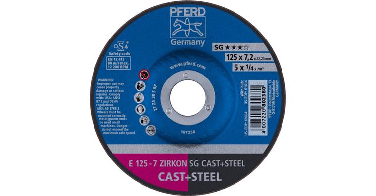 Schruppscheibe SG CAST+STEEL ZIRKON E 125x7,2x22,23 mm
