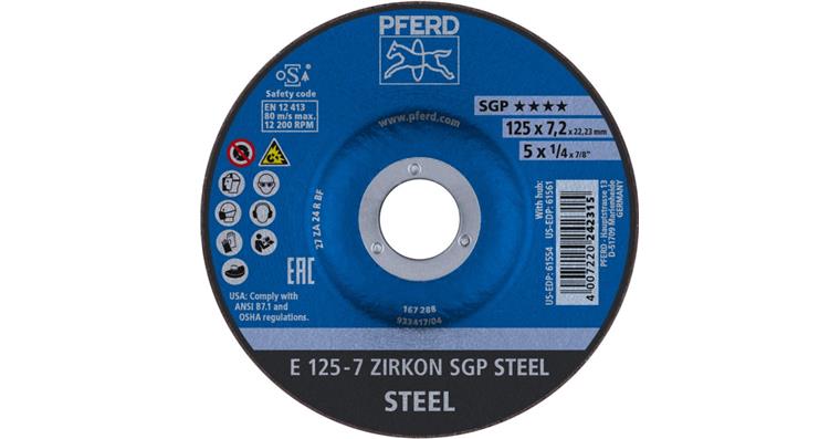 Schruppscheibe SGP STEEL ZIRKON E 125x7,2x22,23 mm