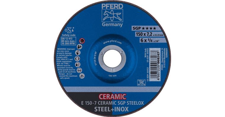 Schruppscheibe SG STEELOX CERAMIC E 150x7,2x22,23 mm