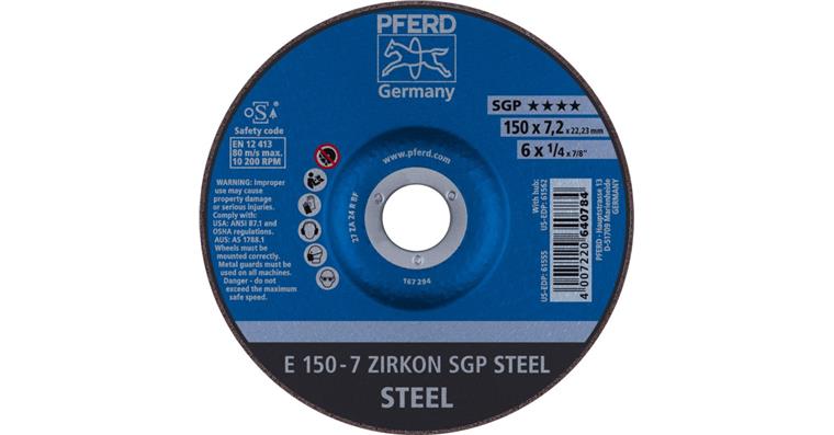 Schruppscheibe SGP STEEL ZIRKON E 150x7,2x22,23 mm