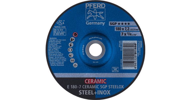 Schruppscheibe SG STEELOX CERAMIC E 180x7,2x22,23 mm