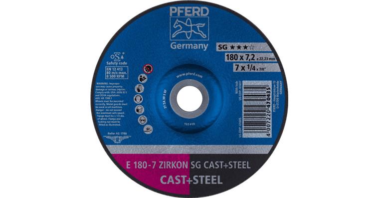Schruppscheibe SG CAST+STEEL ZIRKON E 180x7,2x22,23 mm
