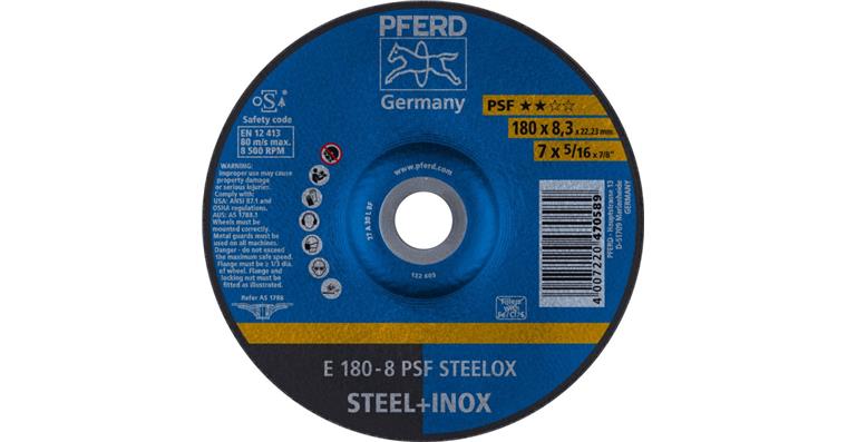 Grinding disc, depressed centre, universal line, PSF STEELOX, dia. 178x8 mm