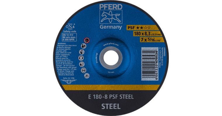 Grinding disc, depressed centre, universal line, PSF STEEL, dia. 178x8 mm