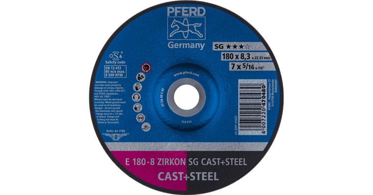 Schruppscheibe SG CAST+STEEL ZIRKON E 180x8,3x22,23 mm