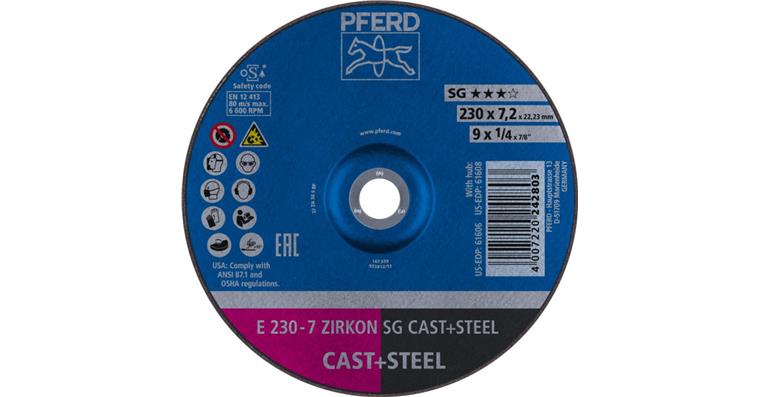 Schruppscheibe SG CAST+STEEL ZIRKON E 230x7,2x22,23 mm