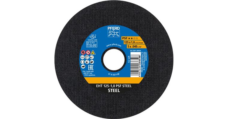 Free-hand cutting disc, straight, universal line PSF STEEL grit 60 125x1.0 mm