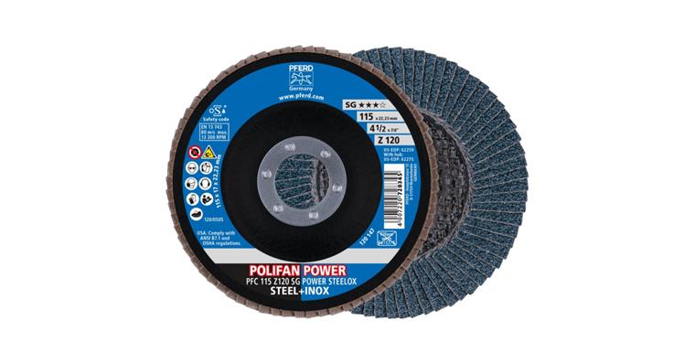 Lamella flap disc Z SG POWER STEELOX, dia. 115 mm, alumina zirconia, 120 grit