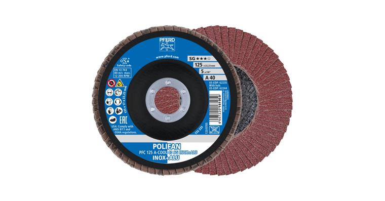 Lamella flap disc, tapered, power line A-COOL SG INOX+ALU dia. 125 mm grain 40