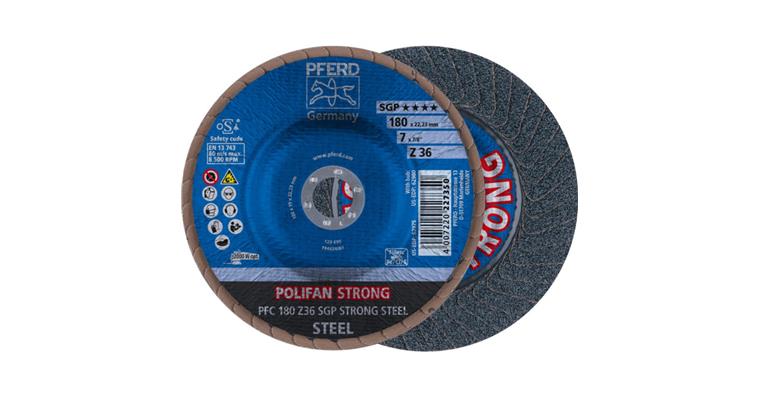 Fächerschleifscheibe POLIFAN STRONG SGP STEEL konisch PFC 180x22,23 mm Z36