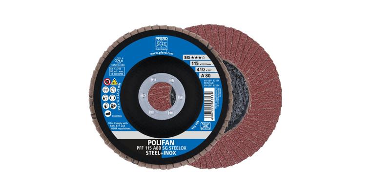 Fächerschleifscheibe POLIFAN SG STEELOX flach PFF 115x22,23 mm A80