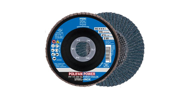 Fächerschleifscheibe POLIFAN POWER SG POWER STEELOX flach PFF Ø 115 mm Z60