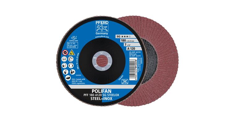 Fächerschleifscheibe POLIFAN SG STEELOX flach PFF 180x22,23 mm A120