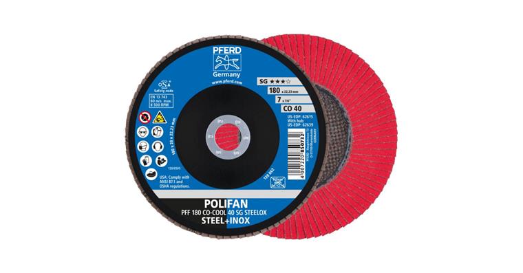 Fächerschleifscheibe POLIFAN CO-COOL SG STEELOX flach PFF 180x22,23 mm K40