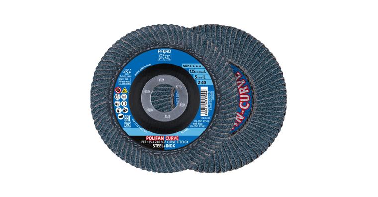 Lamella flap disc POLIFAN CURVE ZK40 dia. 125 mm fillet weld width > 8 mm