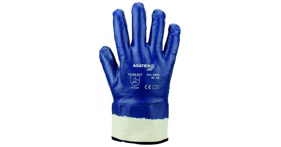 Nitril-Handschuh vollbeschichtet blau mit Stulpe VE=12 Paar Gr.10