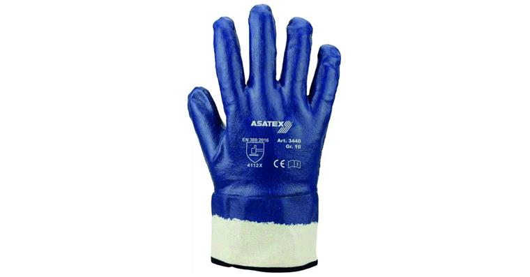 Nitril-Handschuh vollbeschichtet blau mit Stulpe VE=12 Paar Gr.11