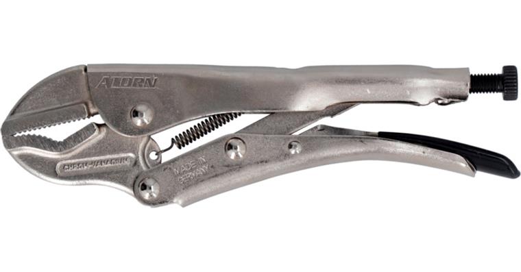 ATORN locking pliers 180 mm with longitudinal groove and prism